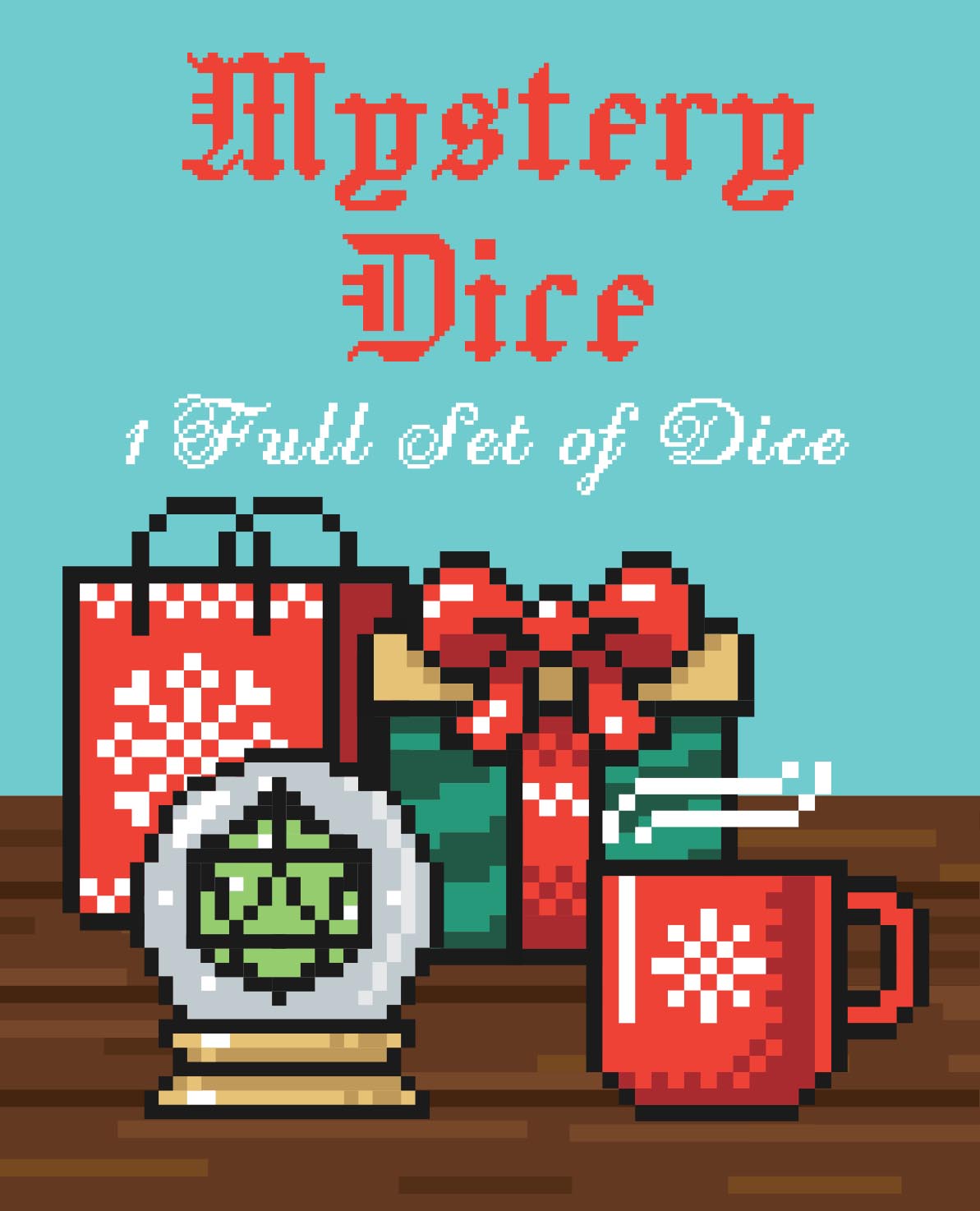 Holiday Mystery Dice Set – Loads of unique holiday dice stickers and pins!
