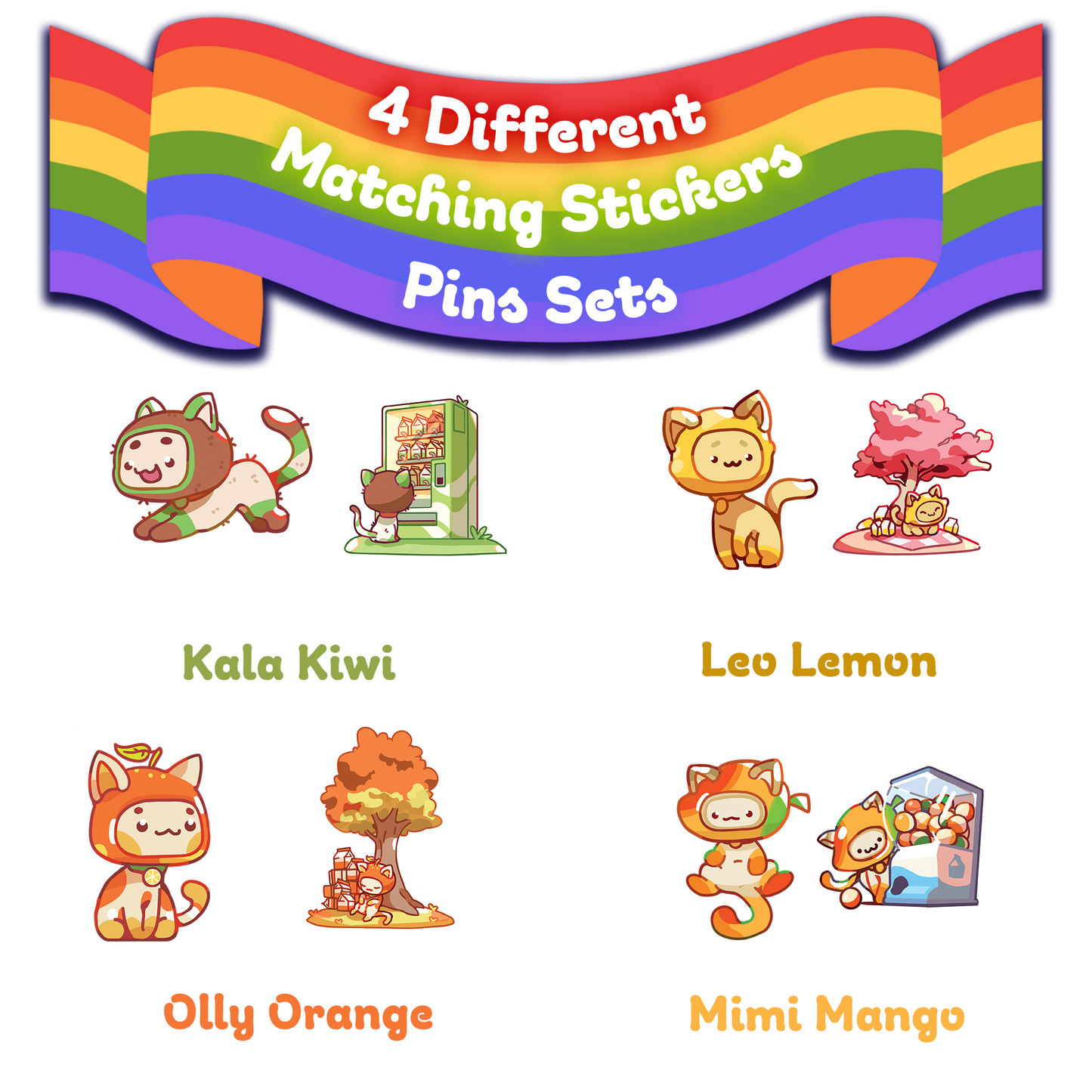 Milk Carton Mystery Dice – 12 Different Cute Fruit Kawaii Cat Designs