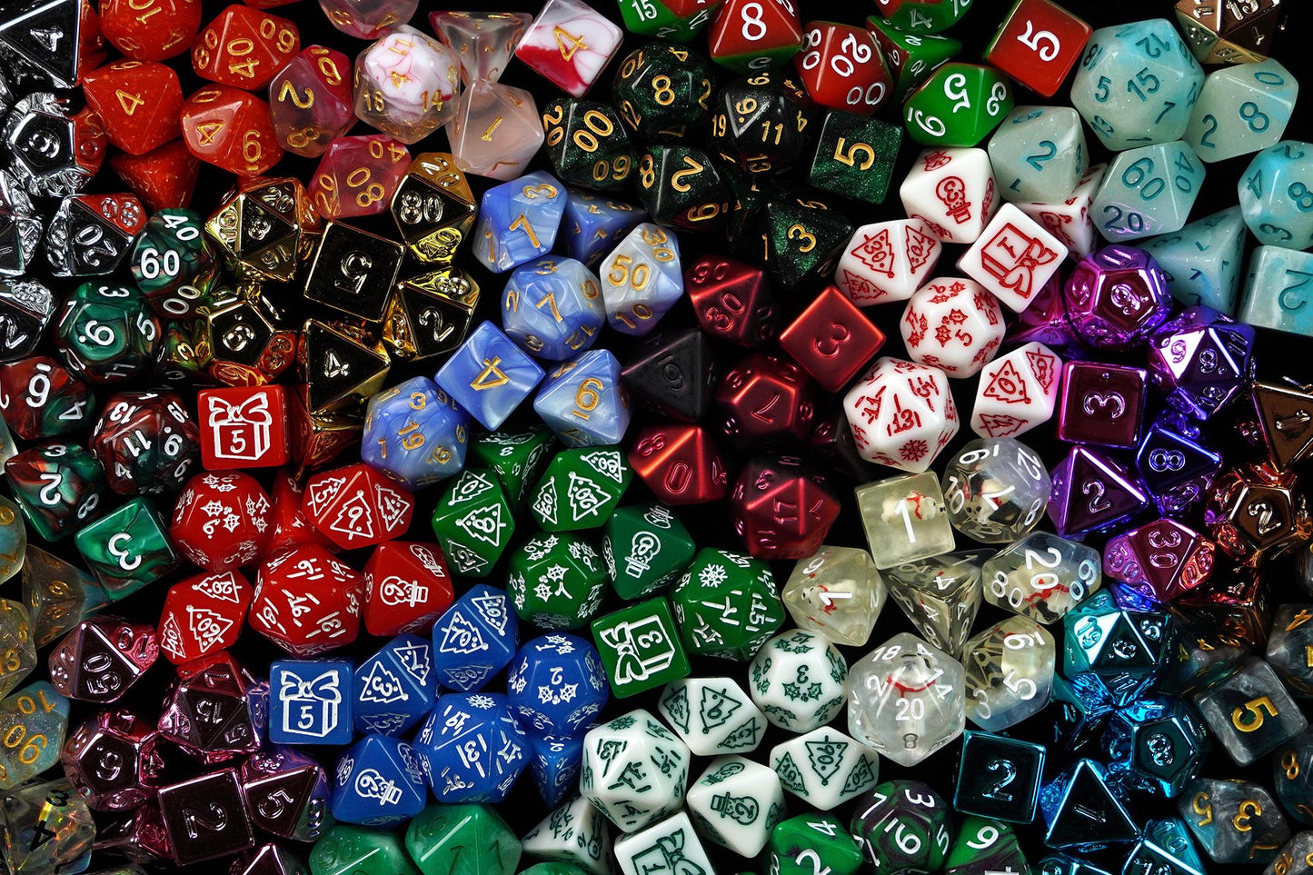 Holiday Mystery Dice Set – Loads of unique holiday dice stickers and pins!