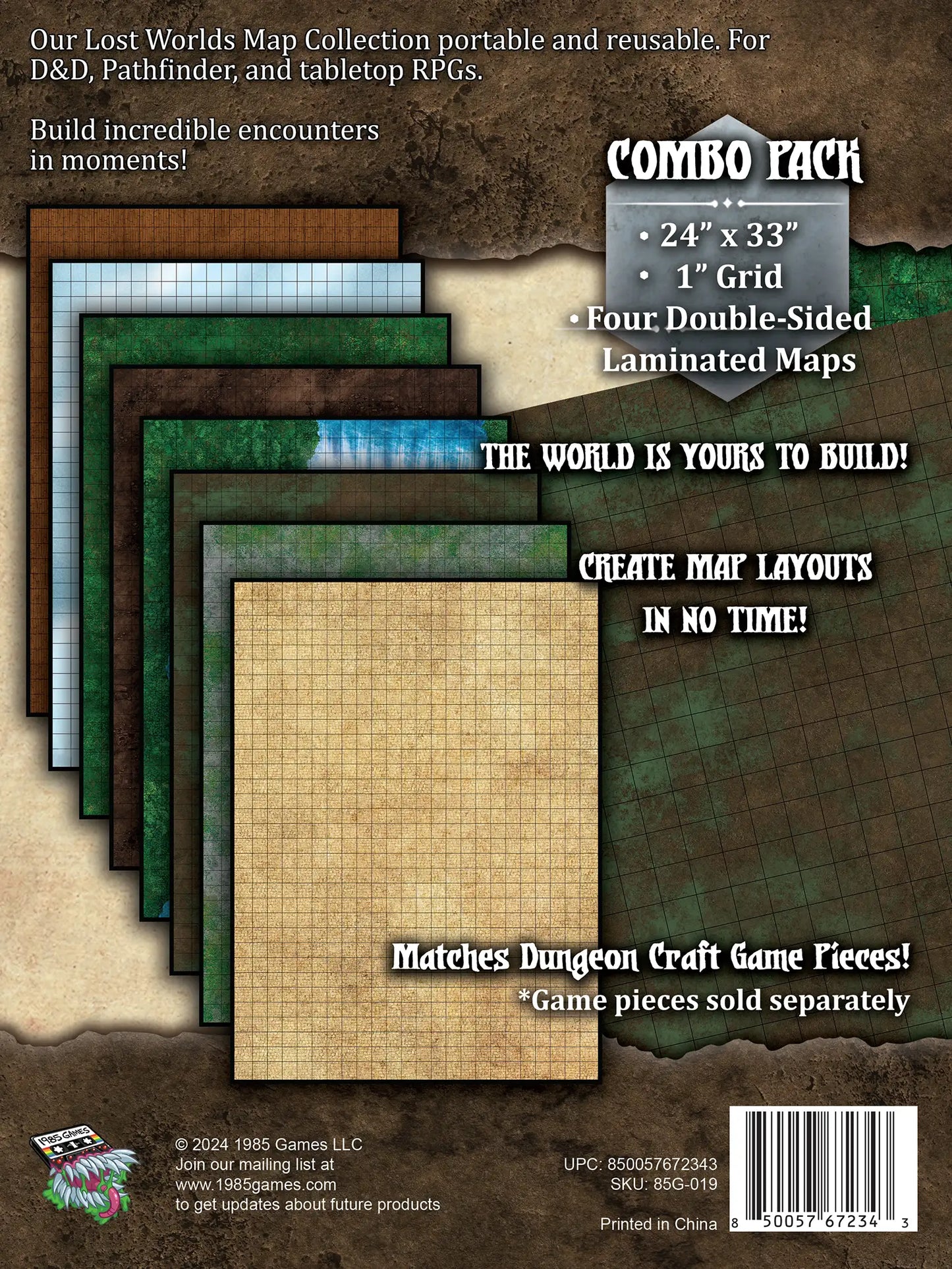Dungeon Craft Battle Map – Lost World Terrain 4 Map Pack for Dungeons and Dragons & TTRPG