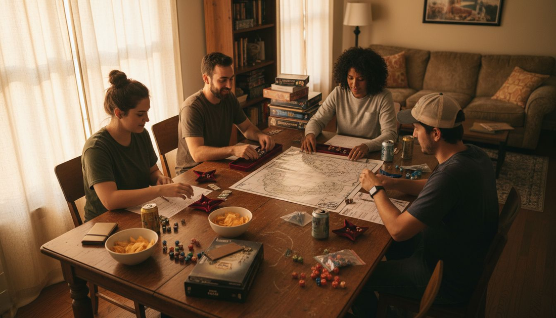 Players setting up tabletop game session