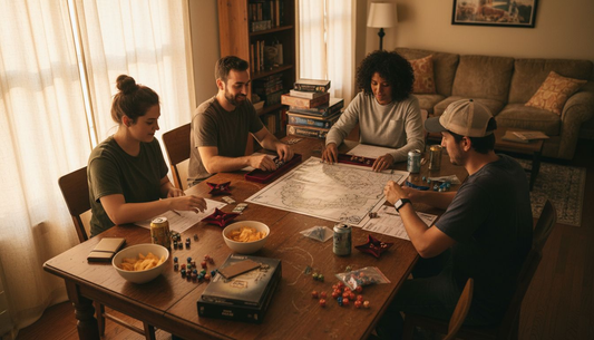 Players setting up tabletop game session