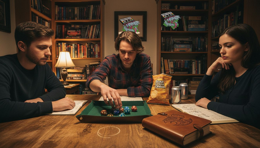 Friends rolling premium dice in RPG session