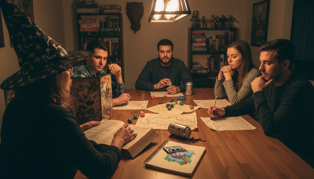 Group playing Dungeons & Dragons at home