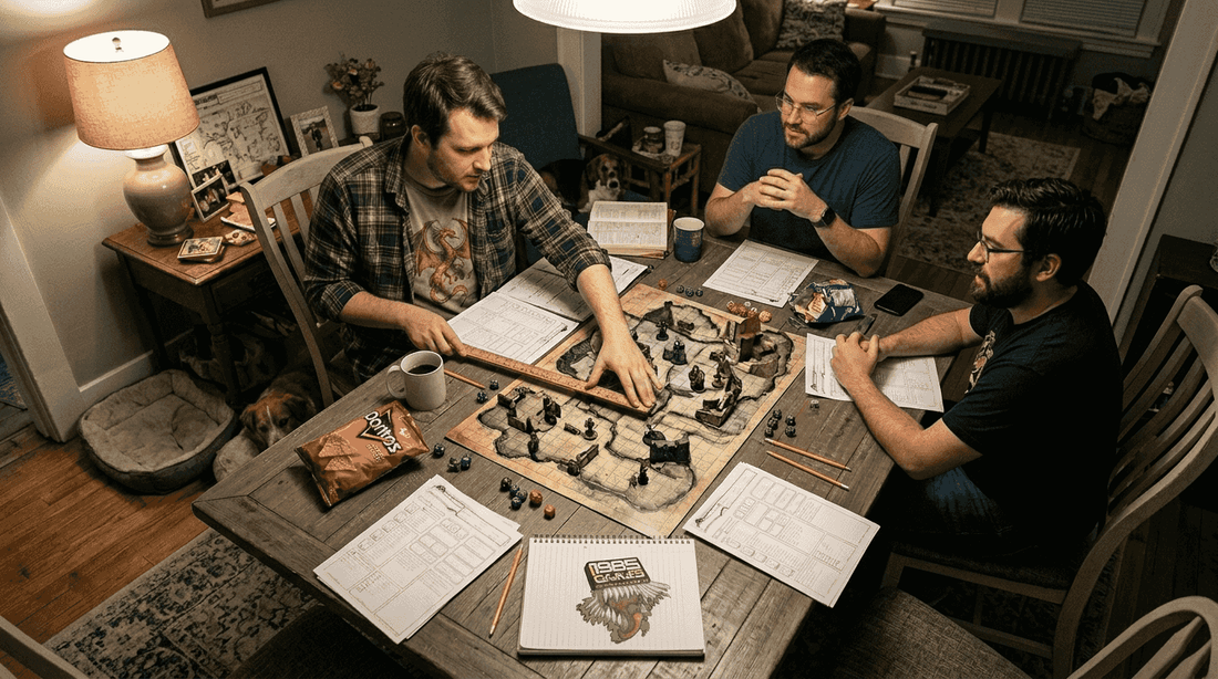 D&D group playing on detailed terrain map