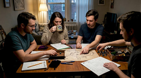 Friends gathered for tabletop RPG session