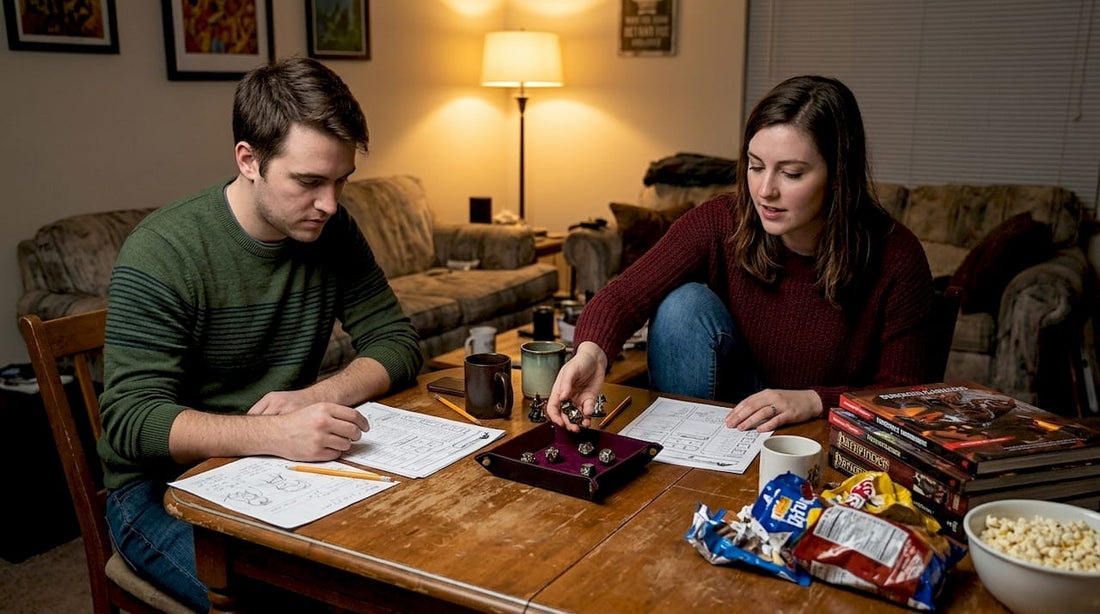 Friends rolling premium dice for RPG