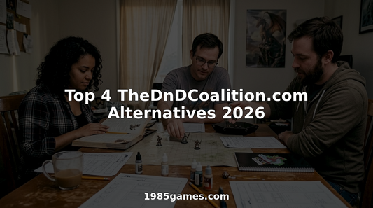 Friends playing D&D around cluttered table