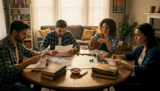 Group using TTRPG aids during home game session