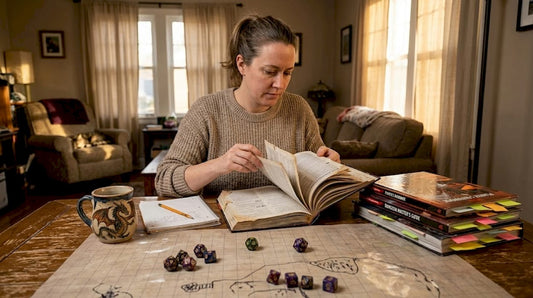 Dungeon Master prepping tabletop gaming session