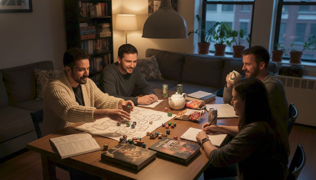 Tabletop RPG players gathered at home