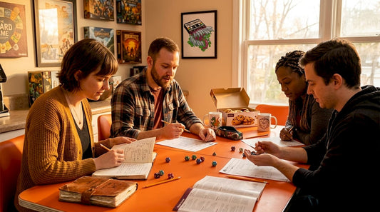 Friends preparing for first tabletop DM session