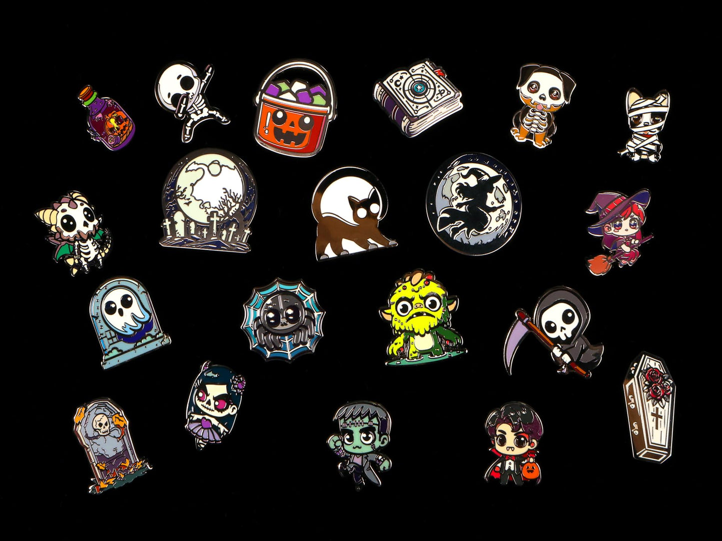 Fright Night Mystery Dice 6 Pack – 6 sets of unique dice stickers and pins! No Duplicates!