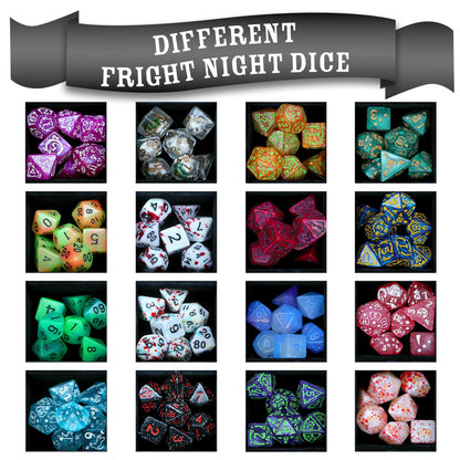 Fright Night Mystery Dice 6 Pack – 6 sets of unique dice stickers and pins! No Duplicates!