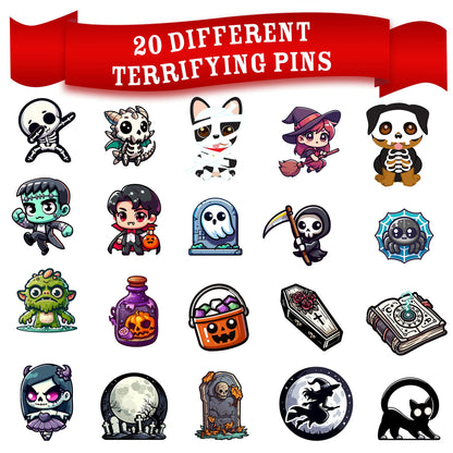 Fright Night Mystery Dice 6 Pack – 6 sets of unique dice stickers and pins! No Duplicates!