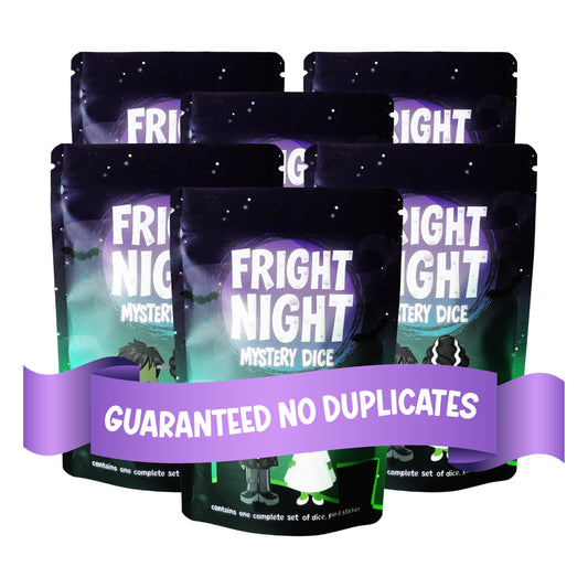 Fright Night Mystery Dice 6 Pack – 6 sets of unique dice stickers and pins! No Duplicates!