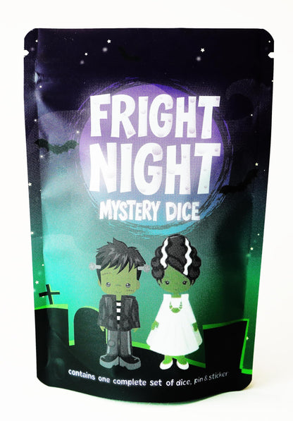 Fright Night Mystery Dice 6 Pack – 6 sets of unique dice stickers and pins! No Duplicates!