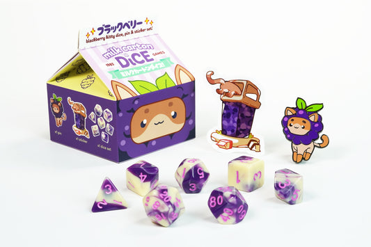 Blackberry Kawaii Cat Dice Set – Milk Carton