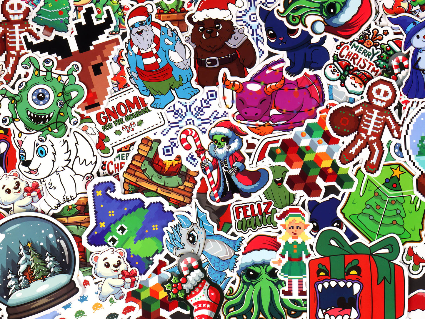 Holiday Mystery Dice Set – Loads of unique holiday dice stickers and pins!