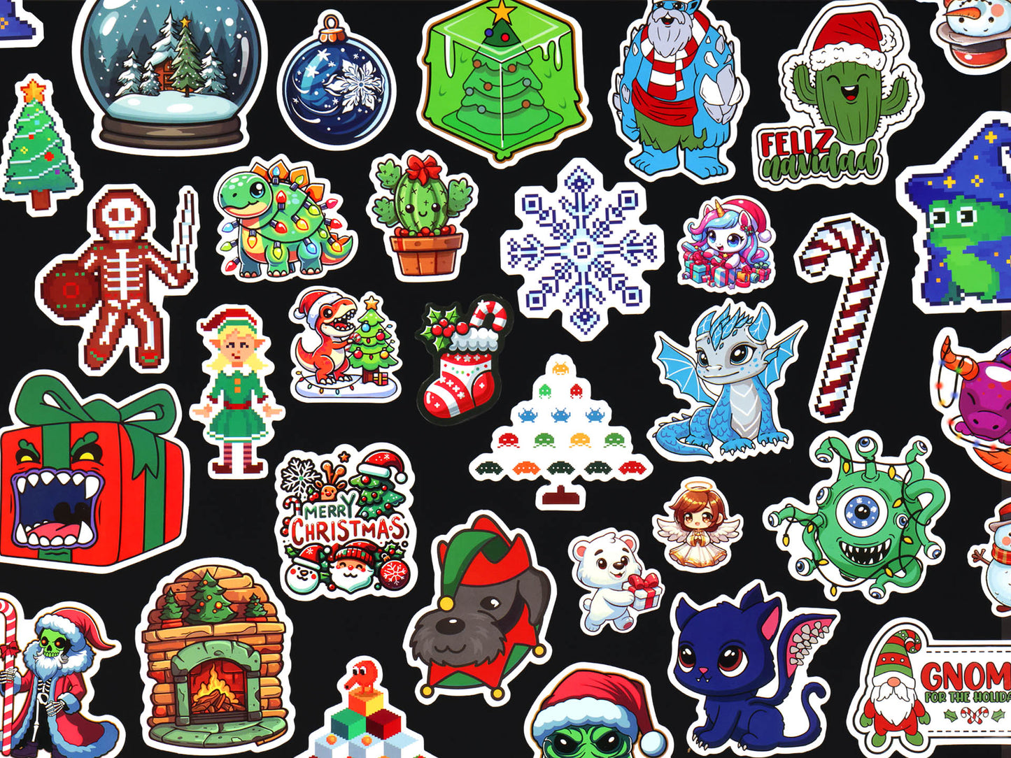 Holiday Mystery Dice Set – Loads of unique holiday dice stickers and pins!