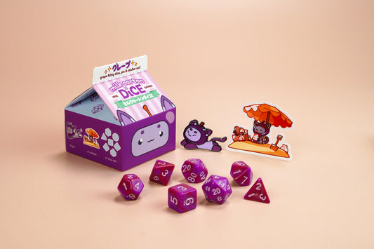 Kawaii Cat Dice - Grape Milk Carton
