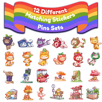 Milk Carton Mystery Dice – 12 Different Cute Fruit Kawaii Cat Designs