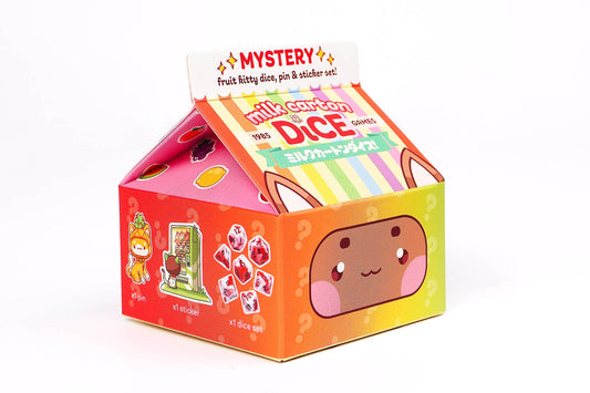 Milk Carton Mystery Dice – 12 Different Cute Fruit Kawaii Cat Designs