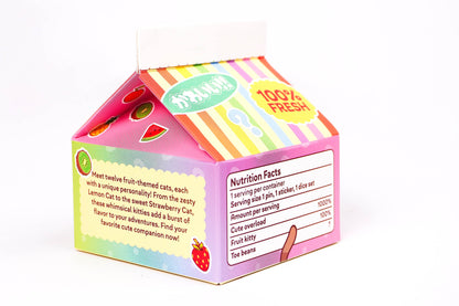 Milk Carton Mystery Dice – 12 Different Cute Fruit Kawaii Cat Designs