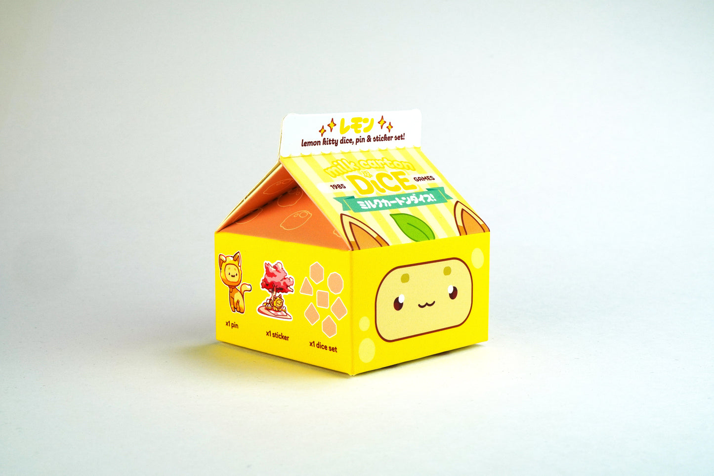 Lemon Kawaii Cat Dice Set – Milk Carton