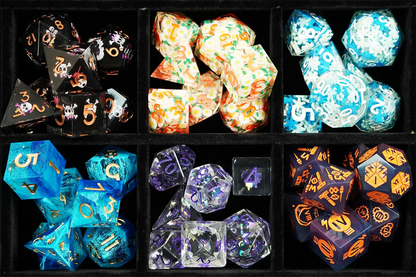 Sharp Edge Mystery Dice 6 Pack – 6 sets of unique dice stickers and pins! No Duplicates!