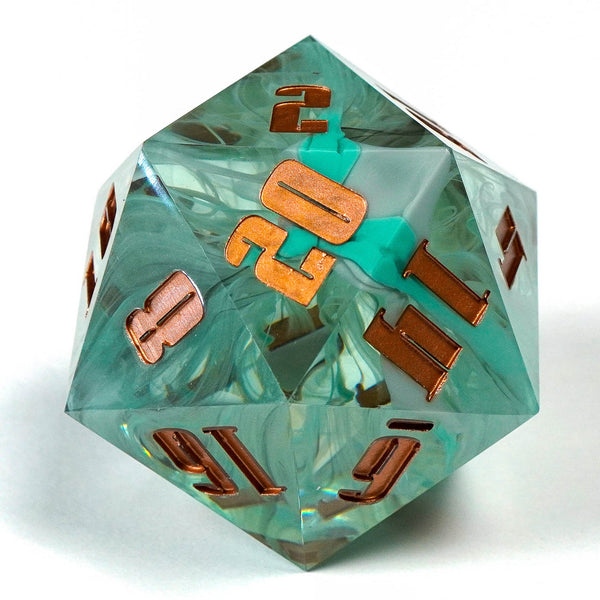 55MM: Tidal Wave Sharp Edge 55mm Resin d20 Dice for D&D and TTRPG