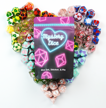 Sweetheart Mystery Dice 6 Pack – 6 sets of unique dice stickers and pins! No Duplicates!