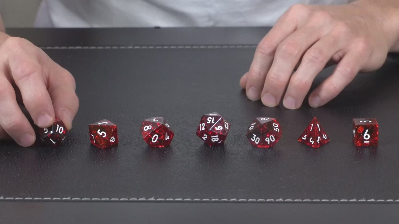 VHS Dice: Ruby Red | TTRPG Resin Gaming Dice Set – 1985 Games